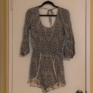 Aqua long sleeve romper
